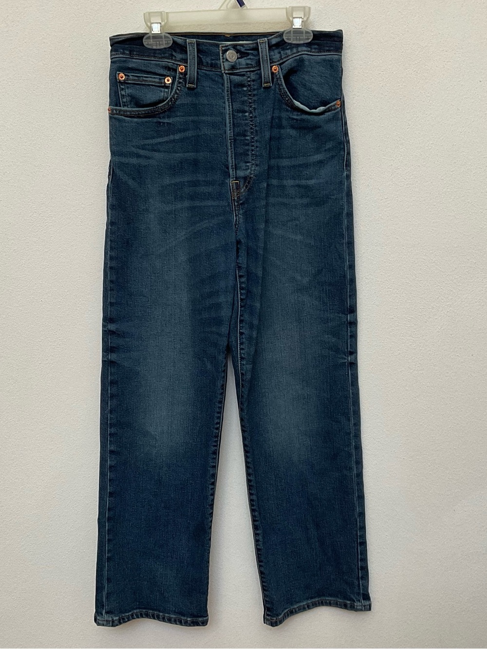 Levi Strauss Dark Wash Ribcage Straight Ankle Button Fly Jeans Size 27